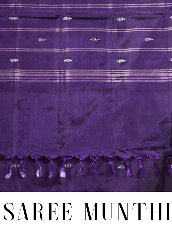 Dark Voilet With Golden Yellow Semi Silk Saree