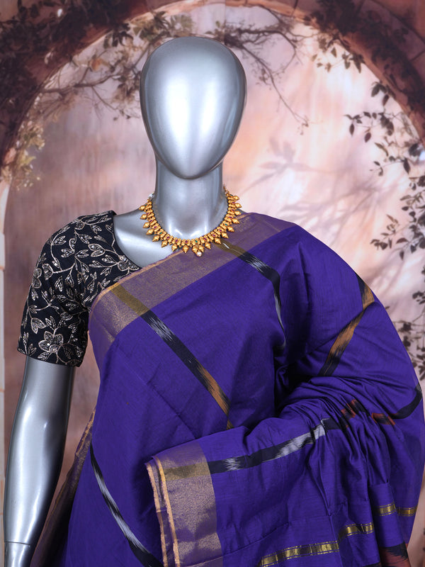 Purple with Purple and Ikat - Pochampalli Cotton Saree