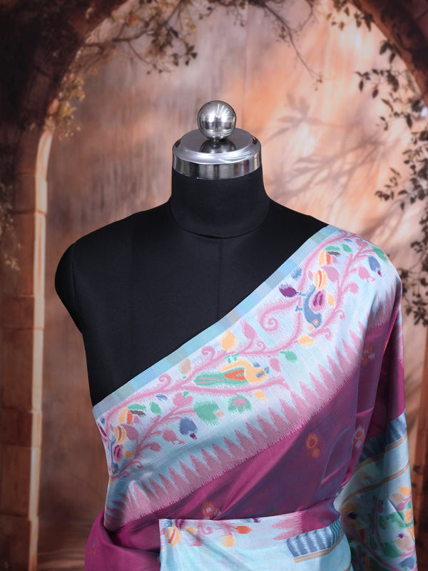 Wine Purple Semi Silk Saree