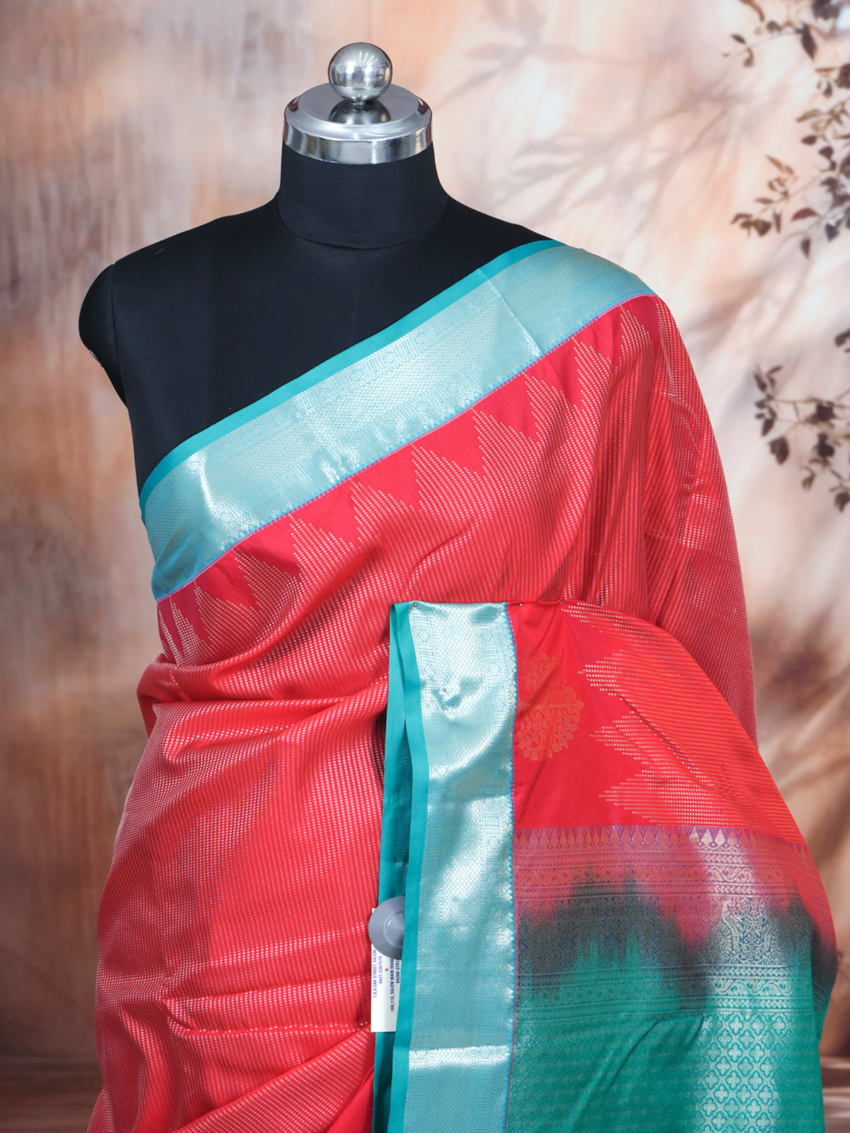 Strawberry Pink with Sea Green Kanchipuram Fancy Silk Saree