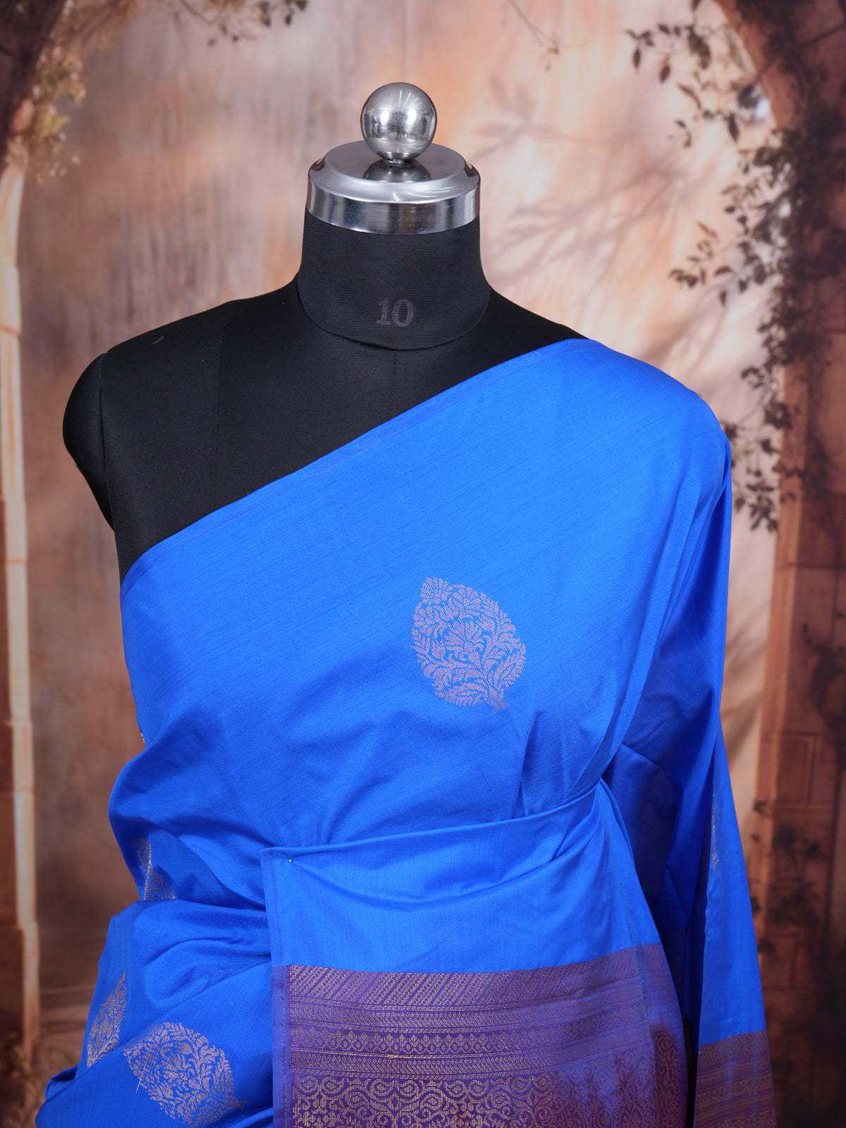 Royal Blue with Violet Semi Silk Saree