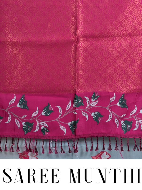 Mint Green Semi Silk Saree