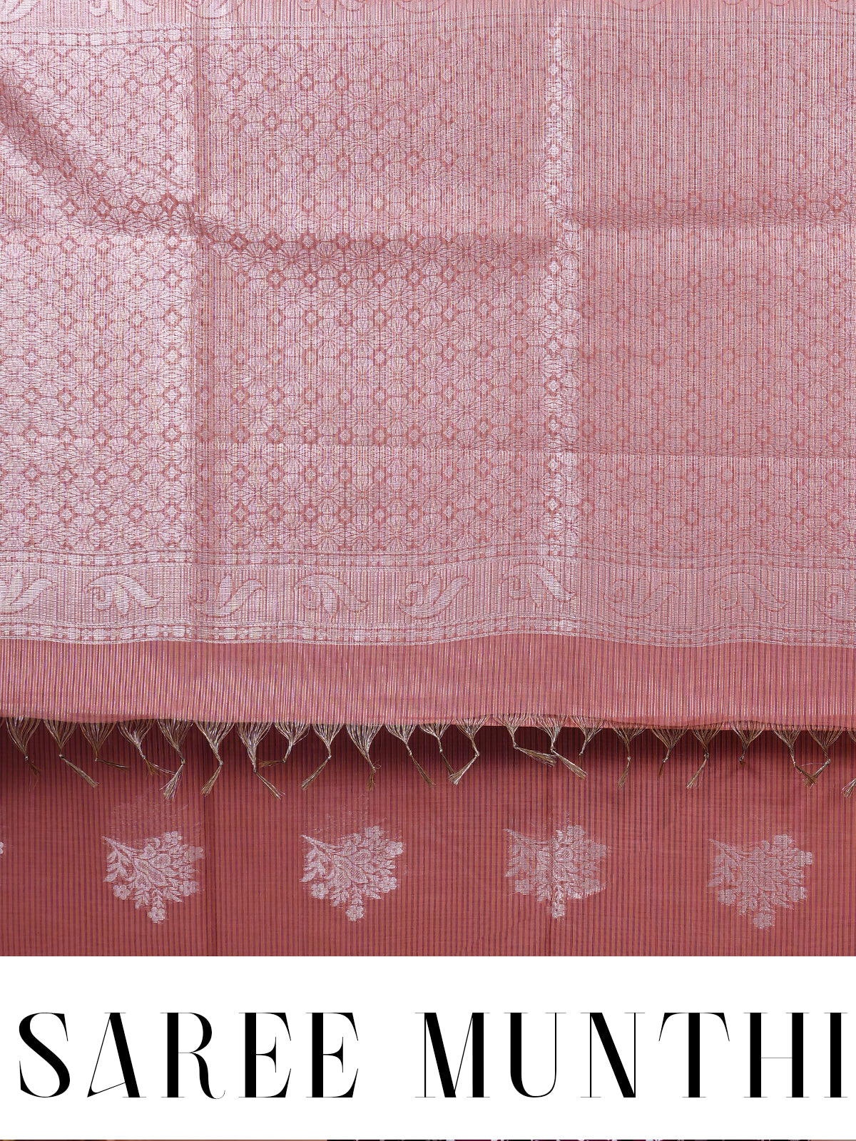 Pastel Onion Pink with Deep Wine Silk Cotton Saree