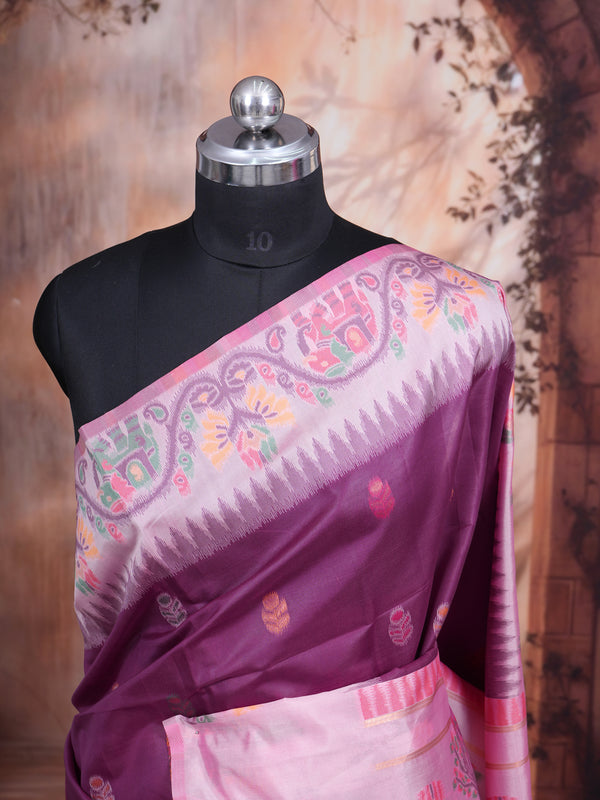 Plum Purple Semi Silk Saree
