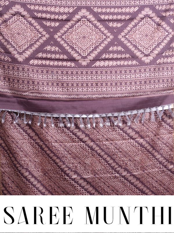 Mauve and Antique Gold Dola Silk Saree