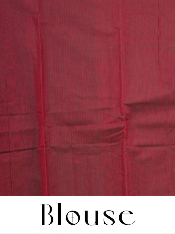Dark Green and Brick Red Silk Cotton Saree