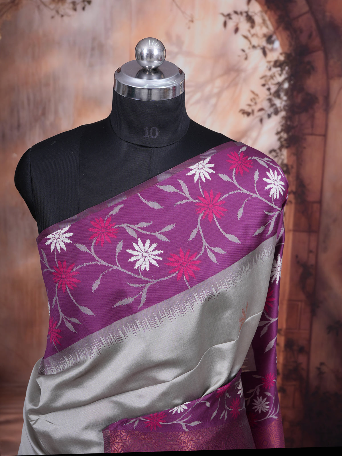 Silver Grey Semi Silk Saree