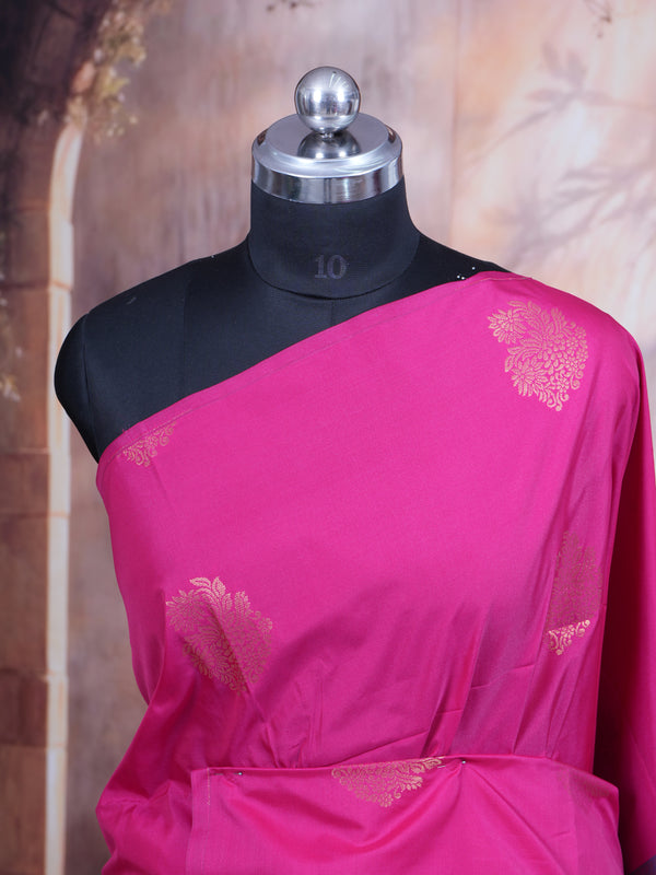 Rani Pink with Blue Semi Silk Saree