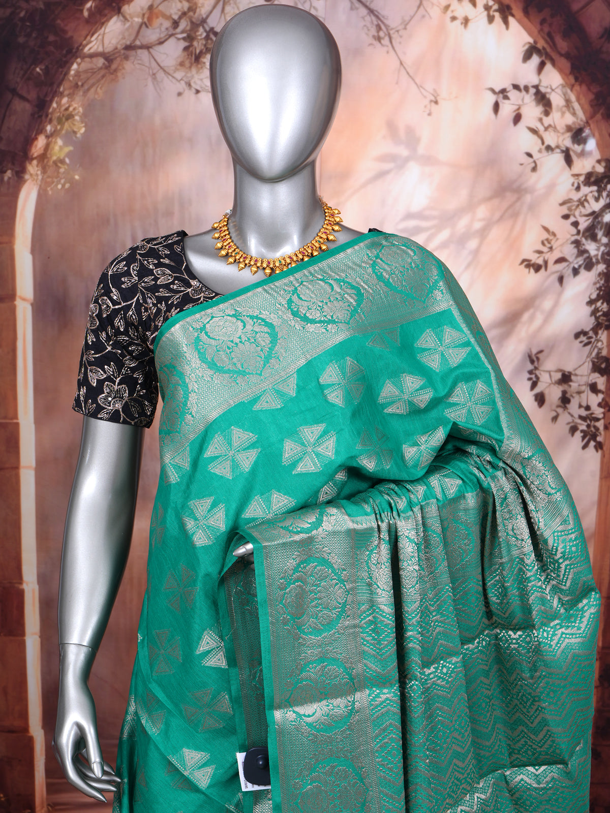 Sea Green with Silver Zari- Semi Tussar Saree