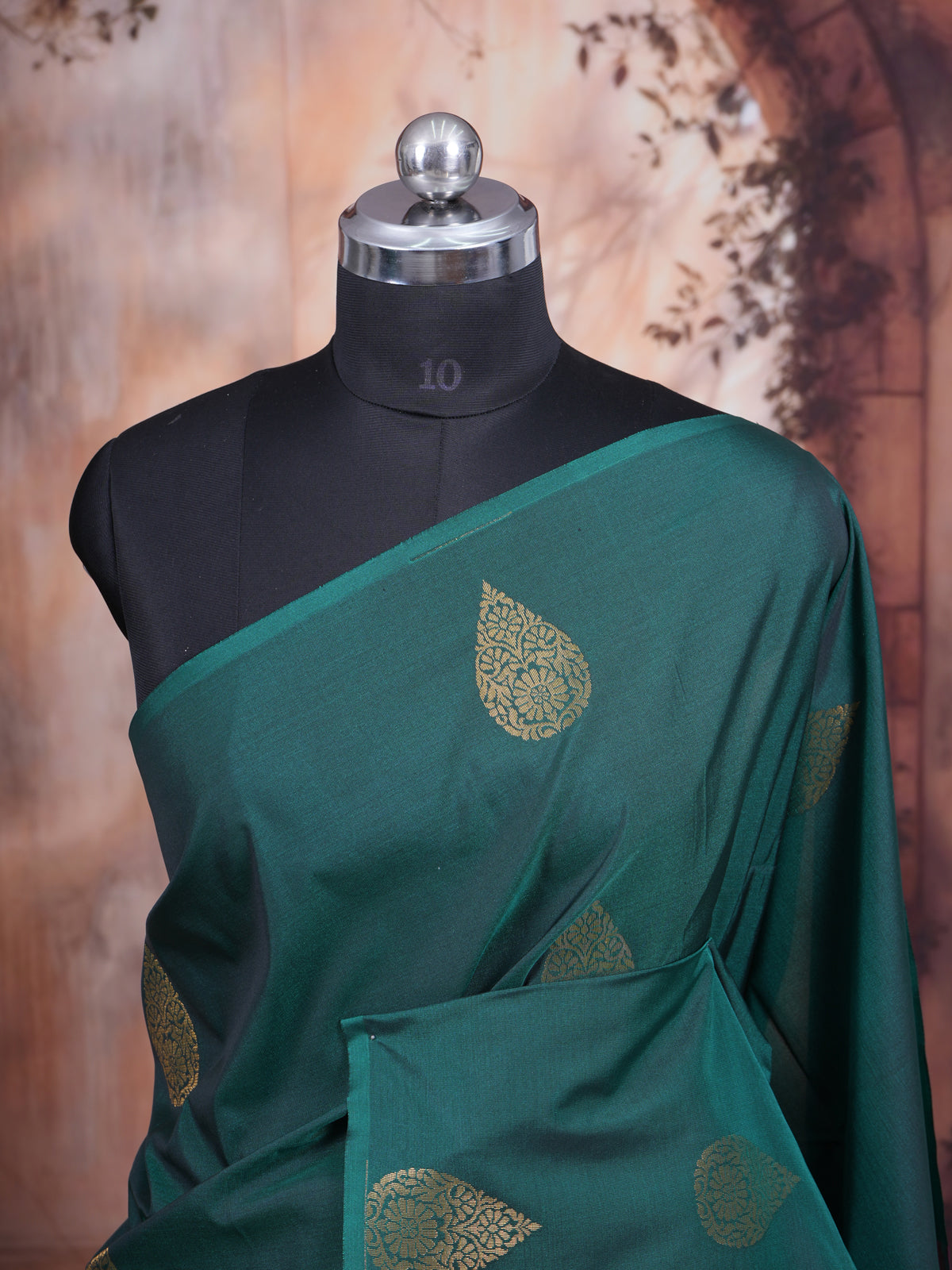 Bottle Green with Rani Pink Semi Silk Saree