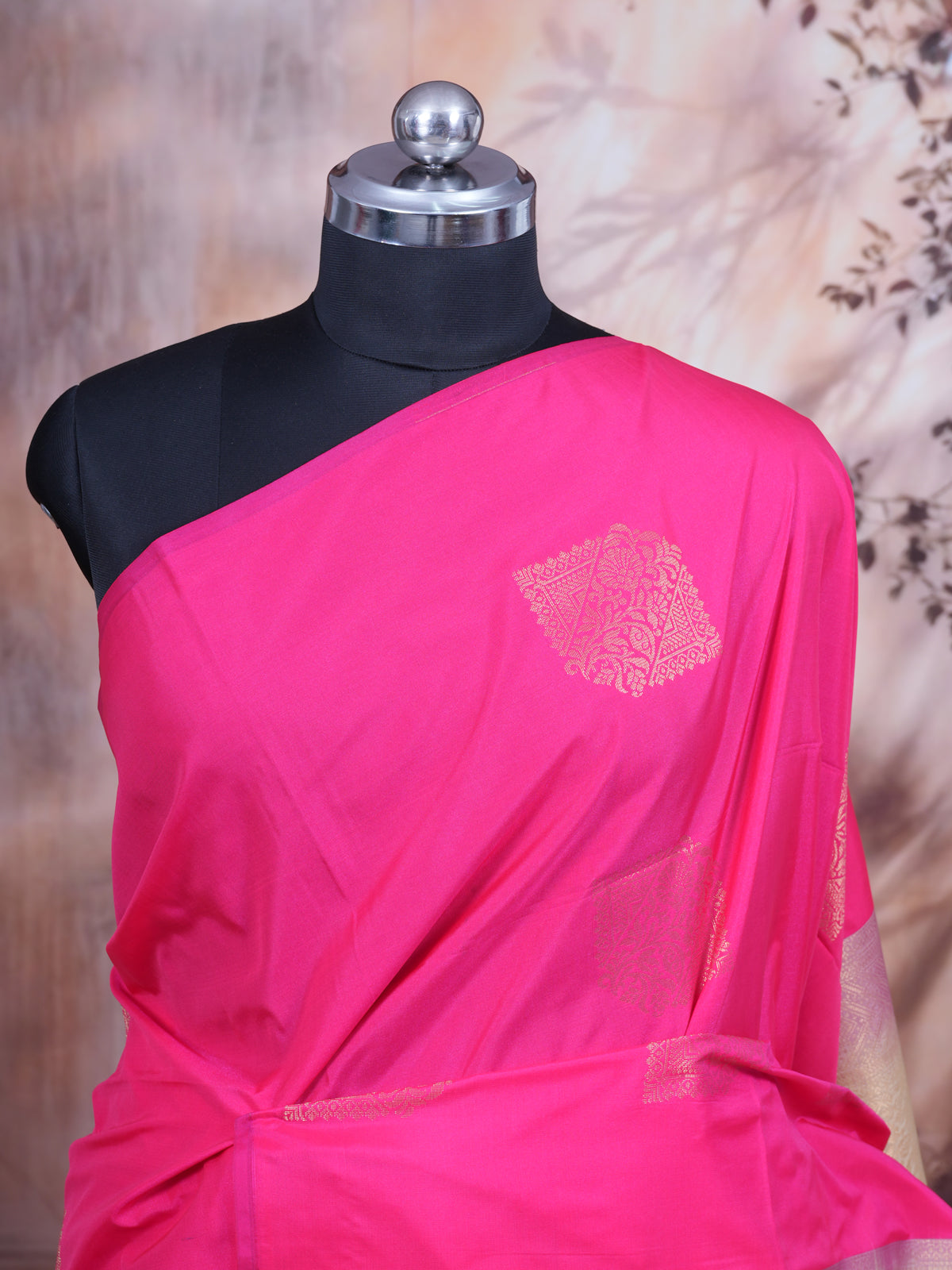Pink With Sandal Semi Silk Saree
