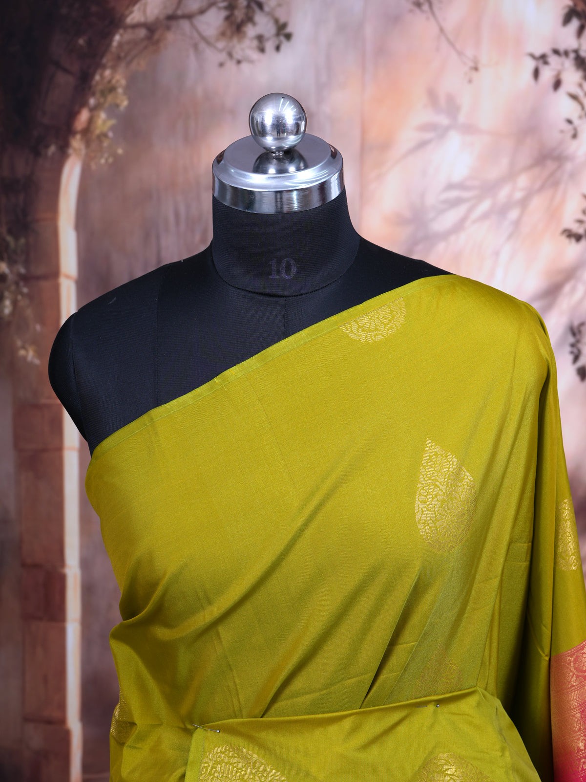 Mehendi Green with Rani Pink Semi Silk Saree