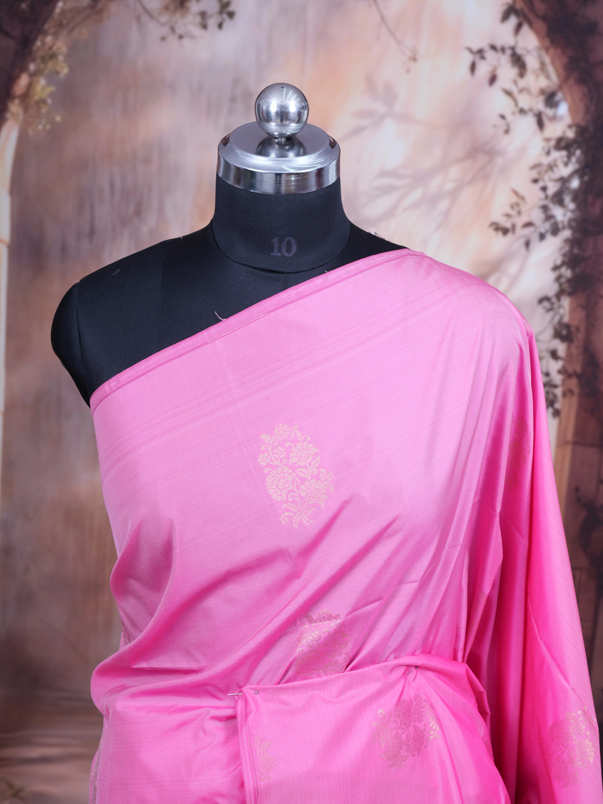 Pink with Cream - Semi Silk Saree
