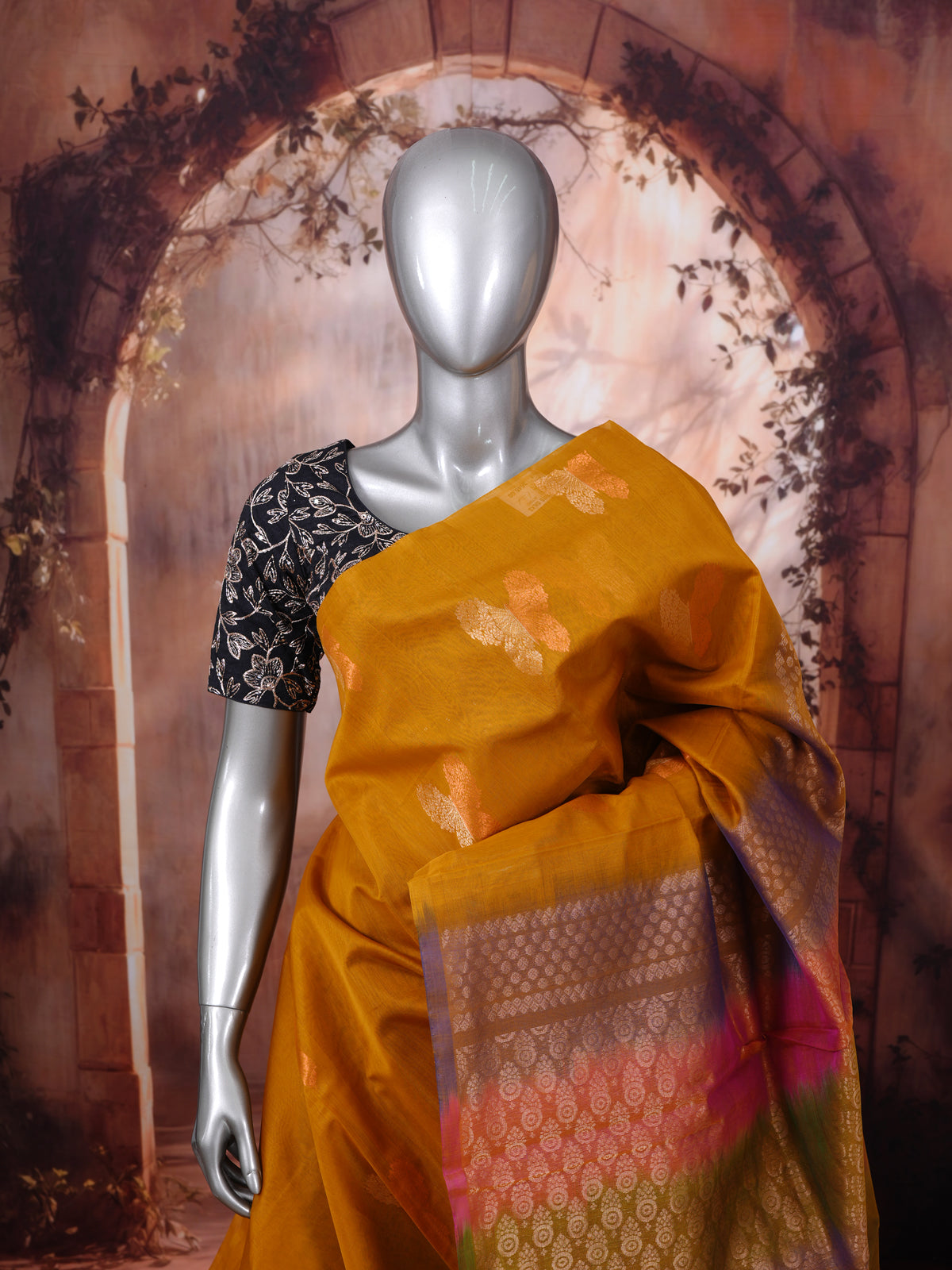 Elegant Mustard Yellow Pure Silk Cotton Handloom Saree