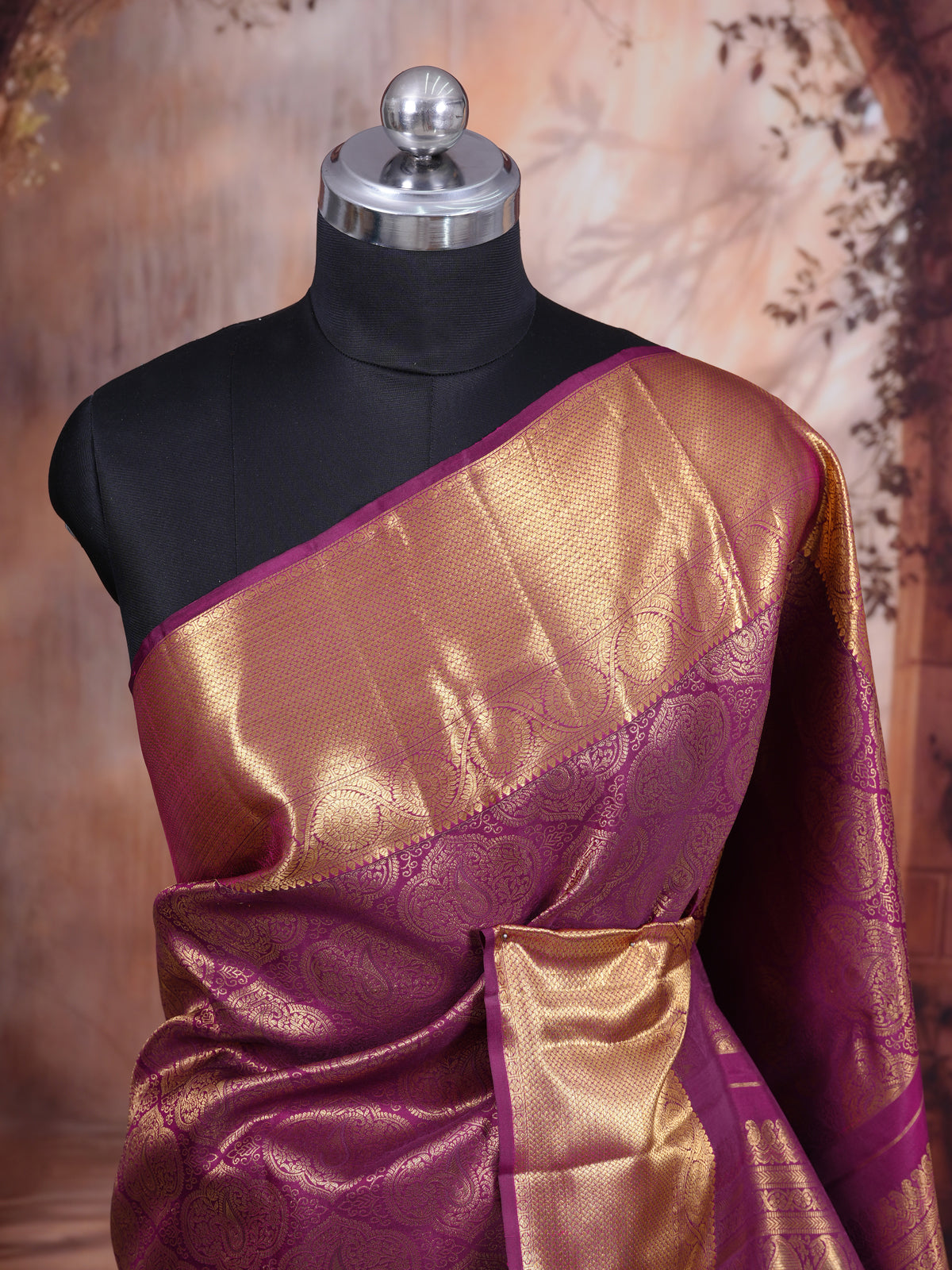 Royal Magenta and Gold Kanchipuram Silk Saree