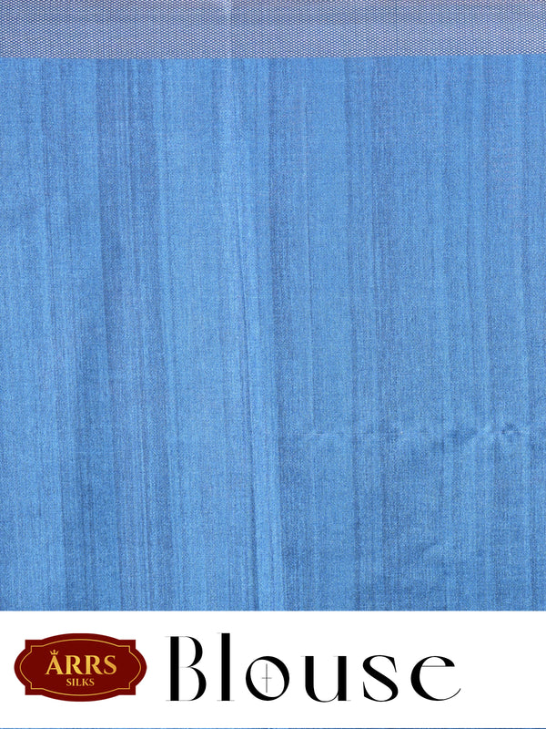 Steel Blue with Zari Stripes Pallu - Semi Tussar Saree