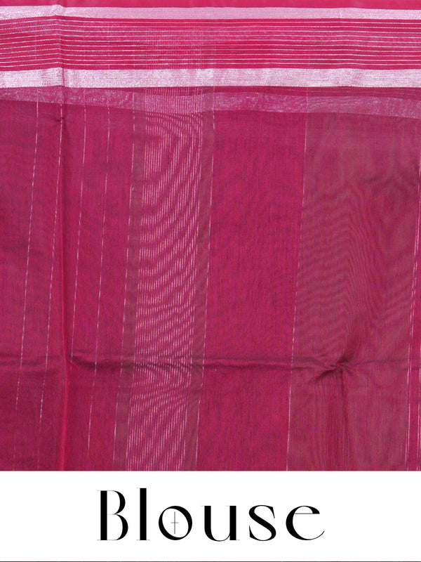 Olive Green with Magenta Silk Cotton Saree