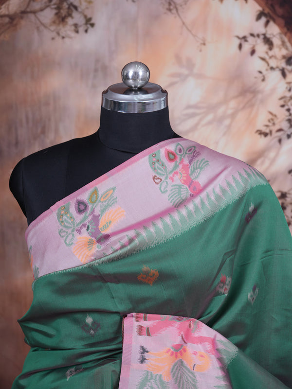 Bottle Green Semi Silk Saree