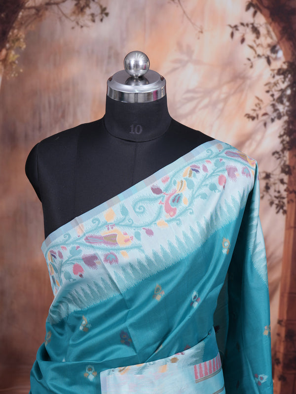 Teal Blue Semi Silk Saree