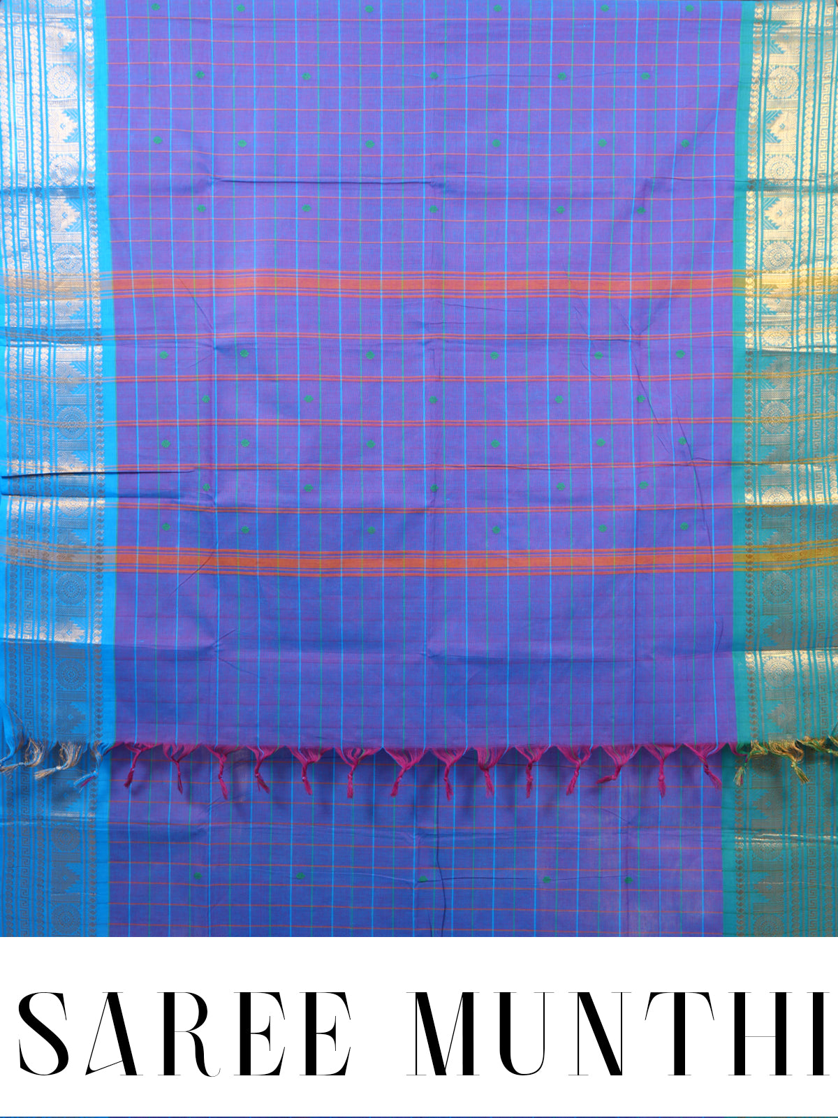 Dual-Tone Purple and Sky Blue Chettinad Cotton Saree