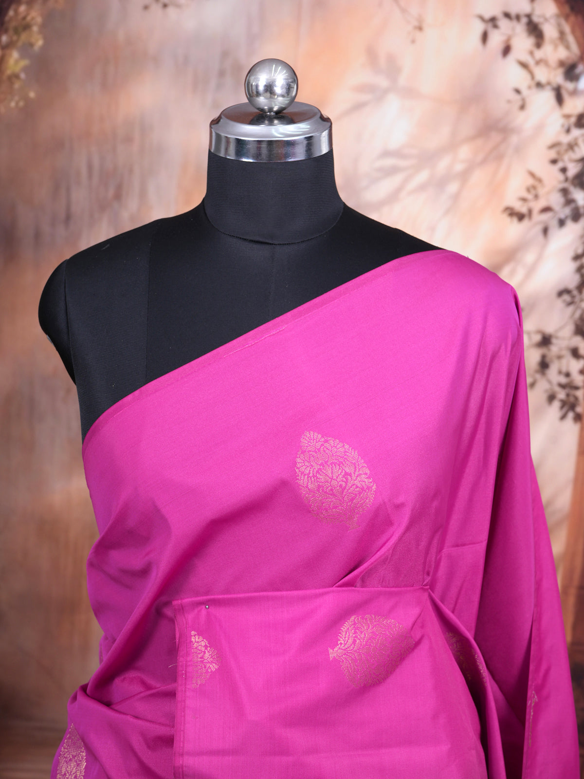 Rani Pink with Parrot Green Semi Silk Saree