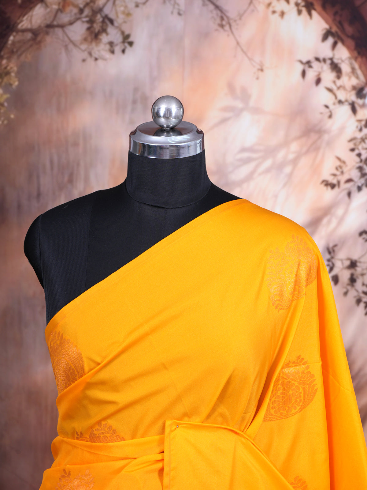 Mustard Yellow with Magenta Pink - Semi Silk Saree