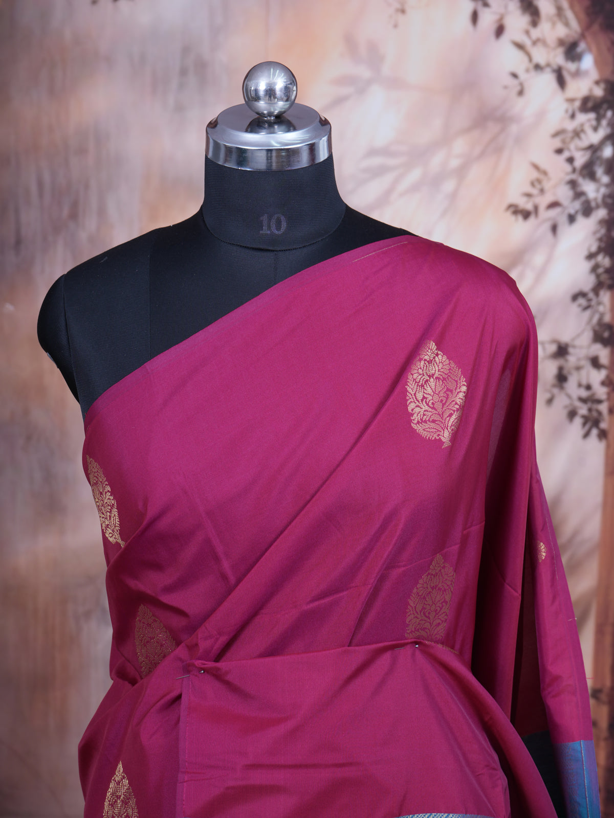 Magenta Pink with Rama green  Semi Silk Saree