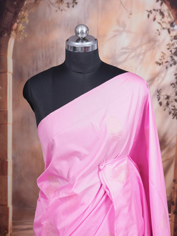 Baby Pink with Magenta Pink Semi Silk Saree