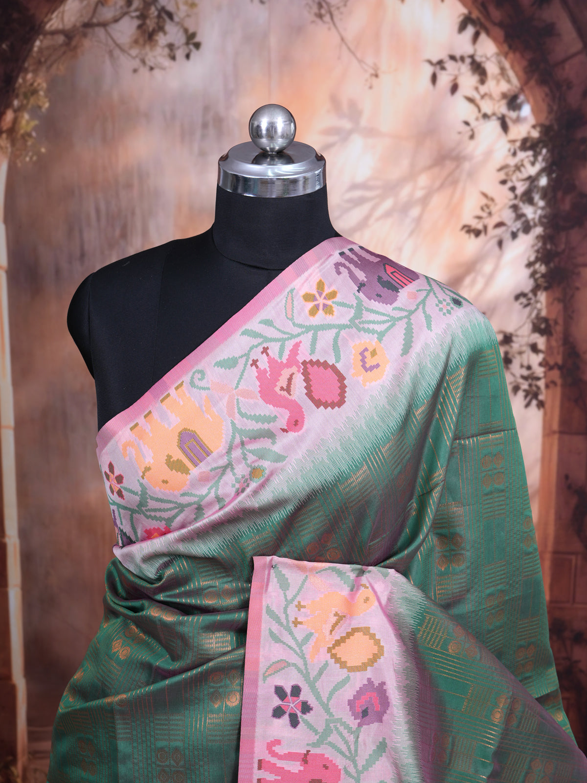 Mehendi Green Semi Silk Saree
