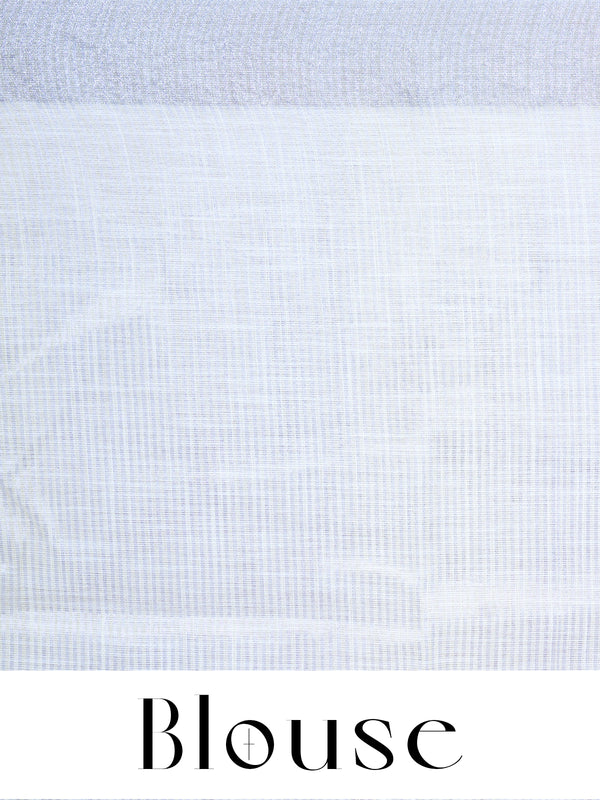 Off-White with Silver - Linen Cotton Saree