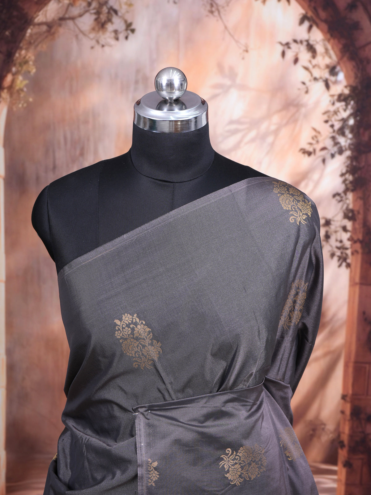 Grey with Rani Pink Semi Silk Saree