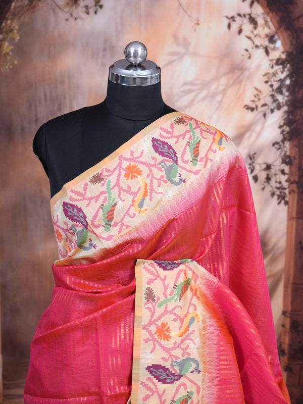 Rani Pink Semi Silk Saree