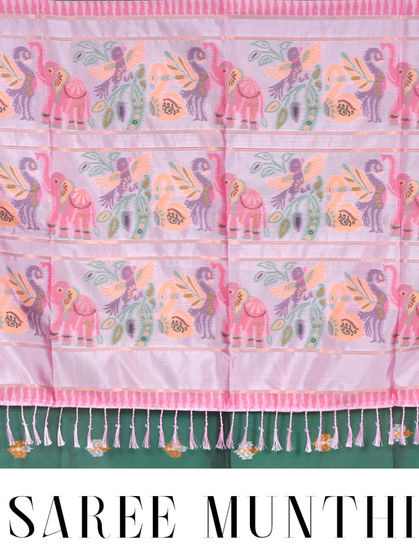 Bottle Green Semi Silk Saree