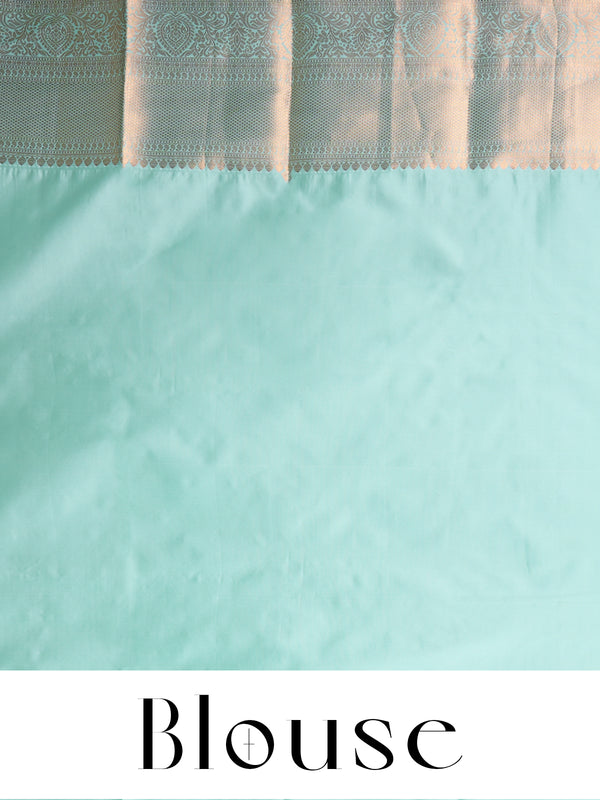 Purple with Sea Green Kanchipuram Fancy Silk Saree