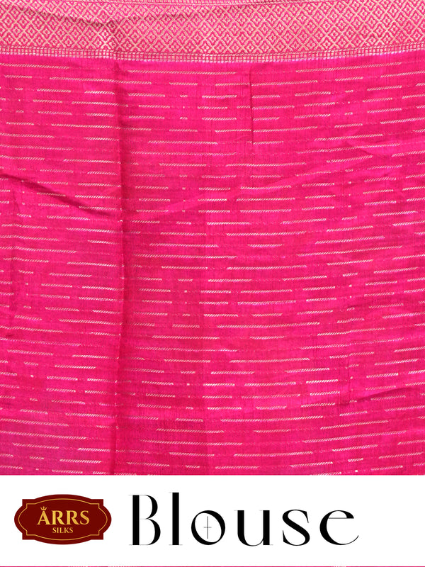 Grey with Rani Pink - Semi Raw Silk Saree