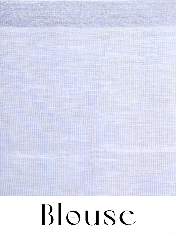 Off-White with Silver - Linen Cotton Saree