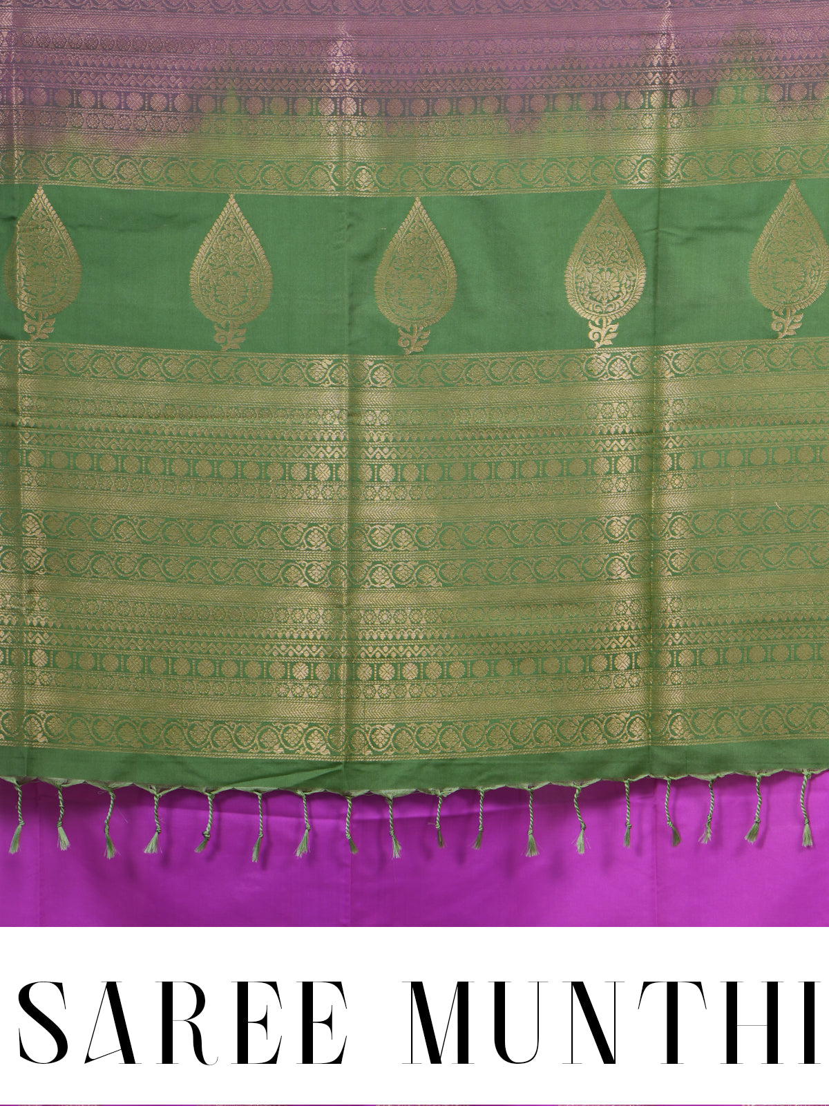 Orchid Pink With Green  Semi Silk Saree