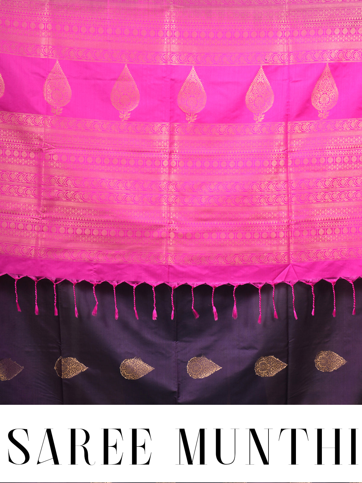 Purple with Rani Pink Semi Silk Saree