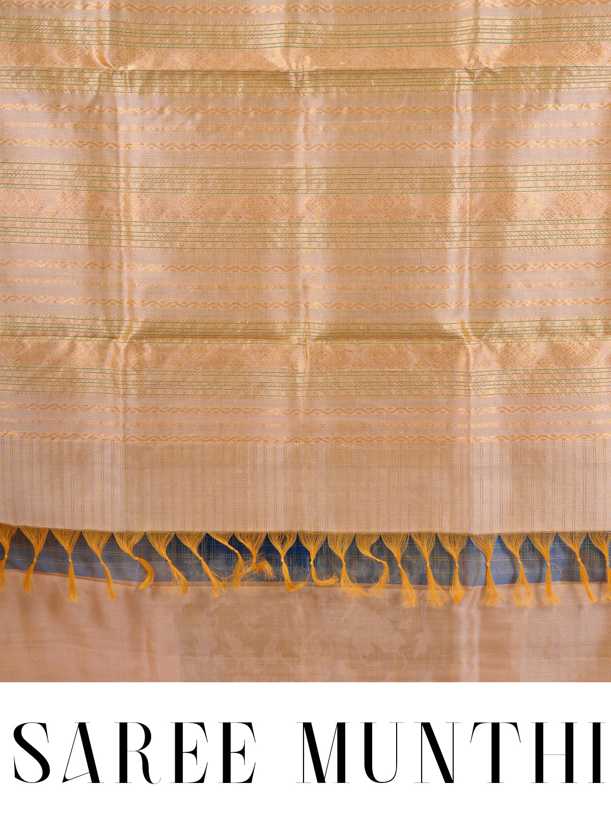Royal Blue Pure Silk Cotton Saree with Mustard Yellow Zari Border