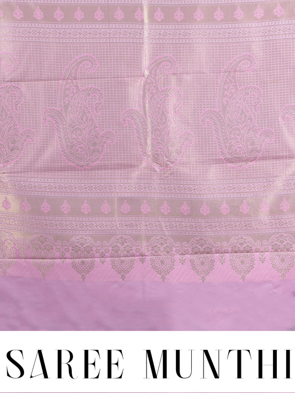 Peacock Blue and Baby Pink Kanchipuram Fancy Silk Saree