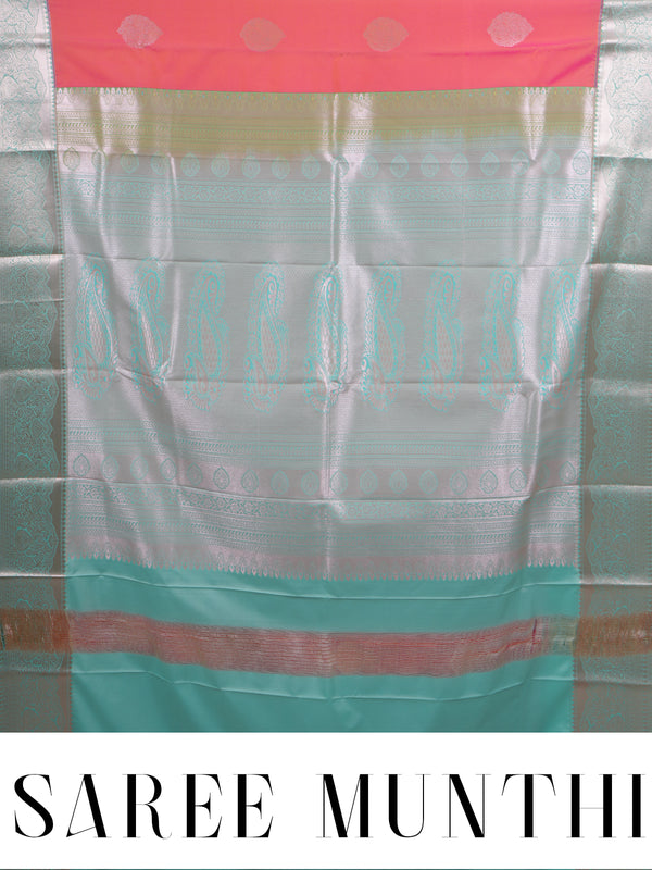 Pink with Pastel Green Kanchipuram Fancy Silk Saree