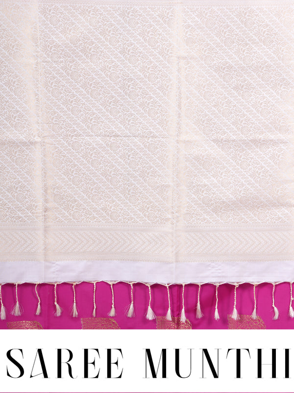 Rani Pink With Sandal Semi Silk Saree