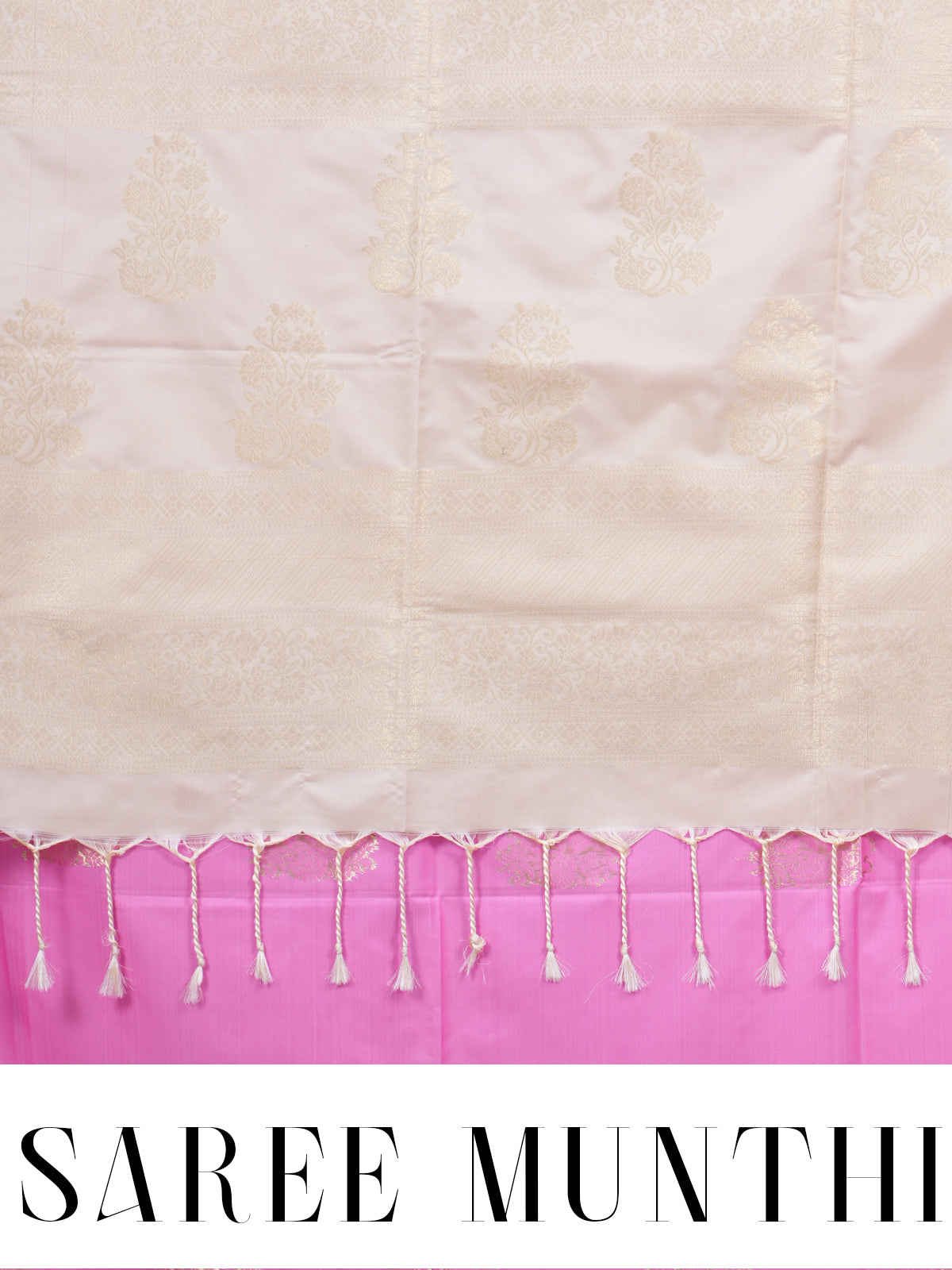 Pink with Cream - Semi Silk Saree