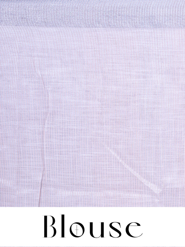 Light Pink with Silver - Linen Cotton Saree