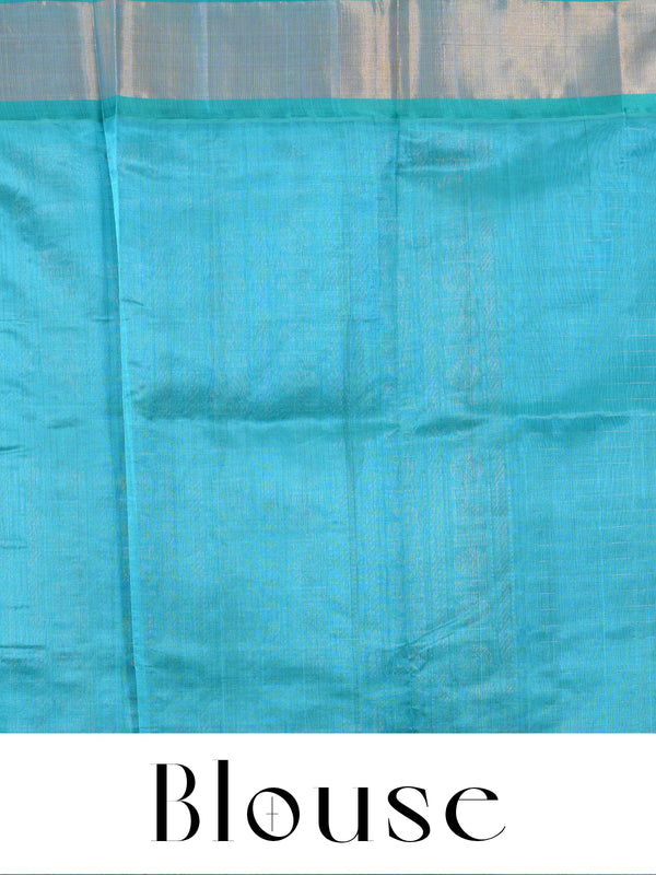Royal Purple and Turquoise Pure Silk Cotton Saree