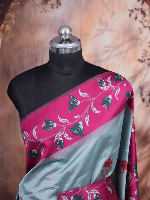 Mint Green Semi Silk Saree
