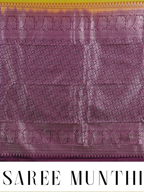 Lime Green with Purple Kanchipuram Fancy Silk Saree