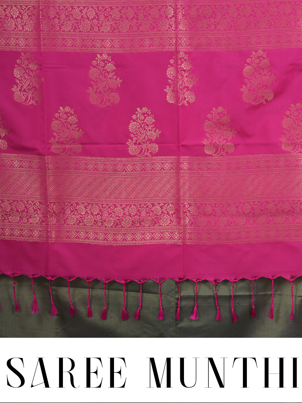 Mehendi Green With Pink Semi Silk Saree