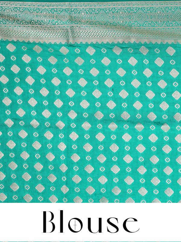 Off-White with Emerald Green - Semi Tussar Saree