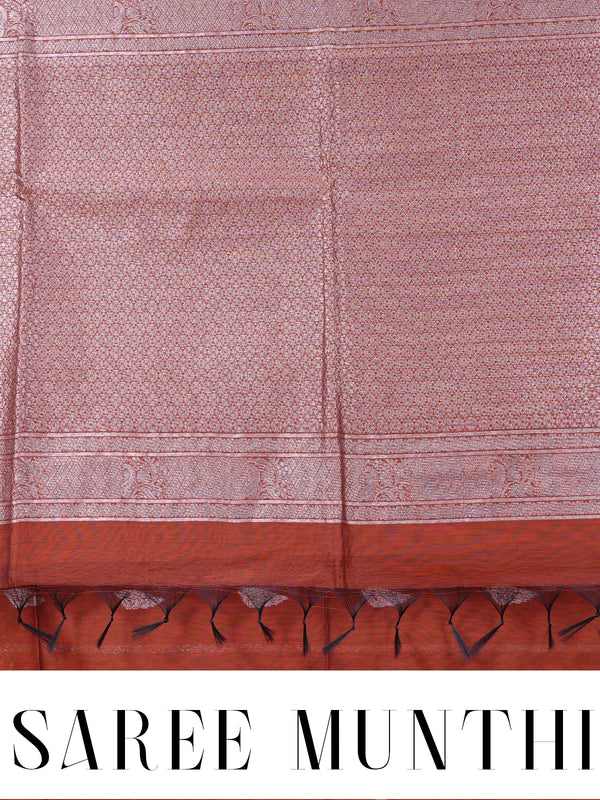 Rust Orange Silk Cotton Saree